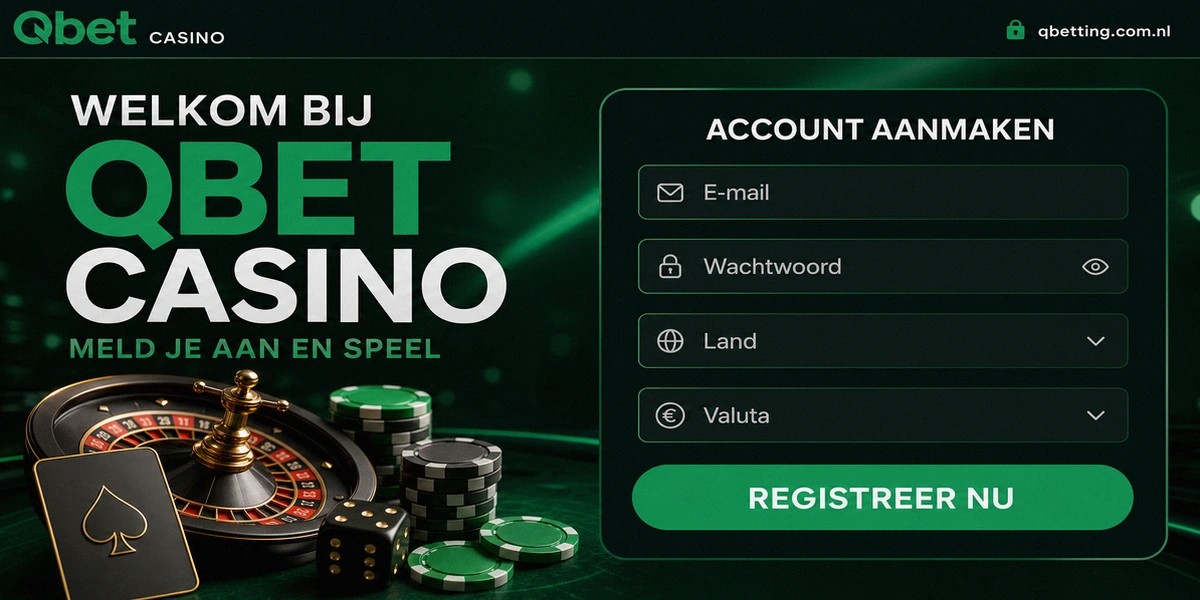 Sign-up and registration screen for Qbet Casino online casino, localized for NL.